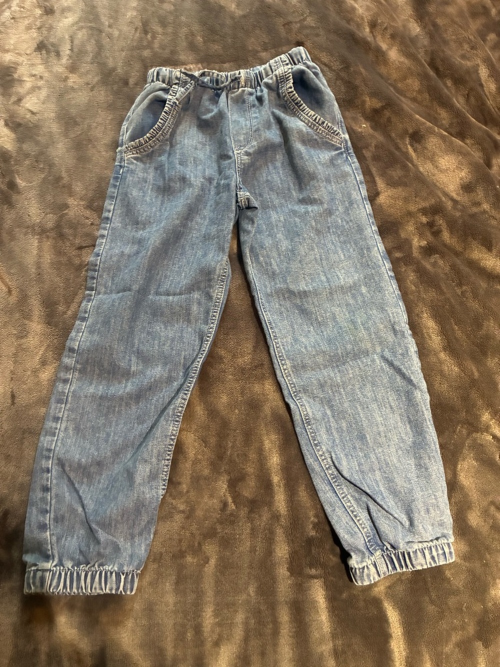 H&M Light Blue Elastic Waist Denim Joggers